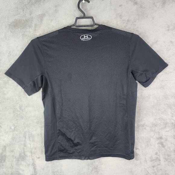 Mens Black Under Armour Fitted HeatGear Shirt Crew Neck Short Sleeve Size L - Picture 4 of 8